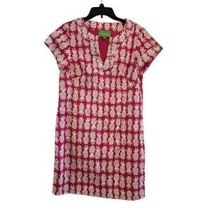 Pappagallo bright pink pineapple shift dress size 8